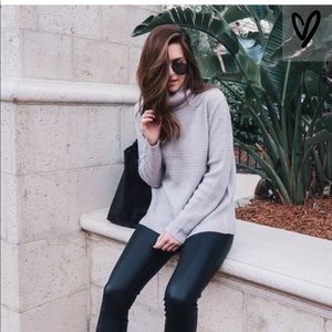 lulus grey loose turtleneck sweater